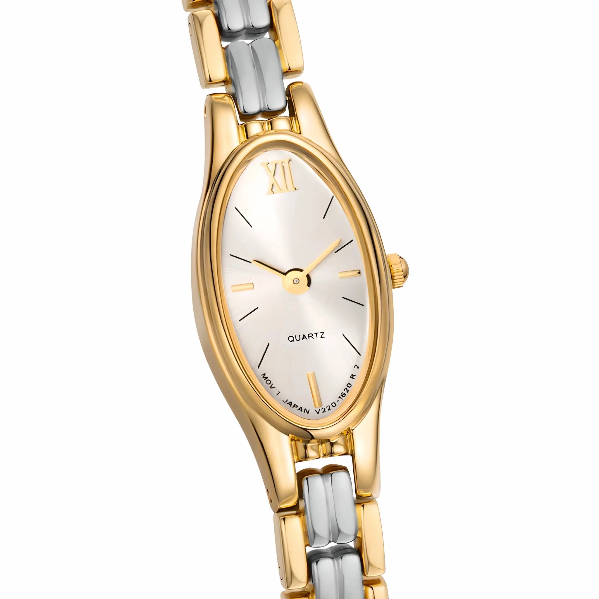 Dettaglio quadrante placcato oro 18k su orologio donna bicolor – Elarie Milano