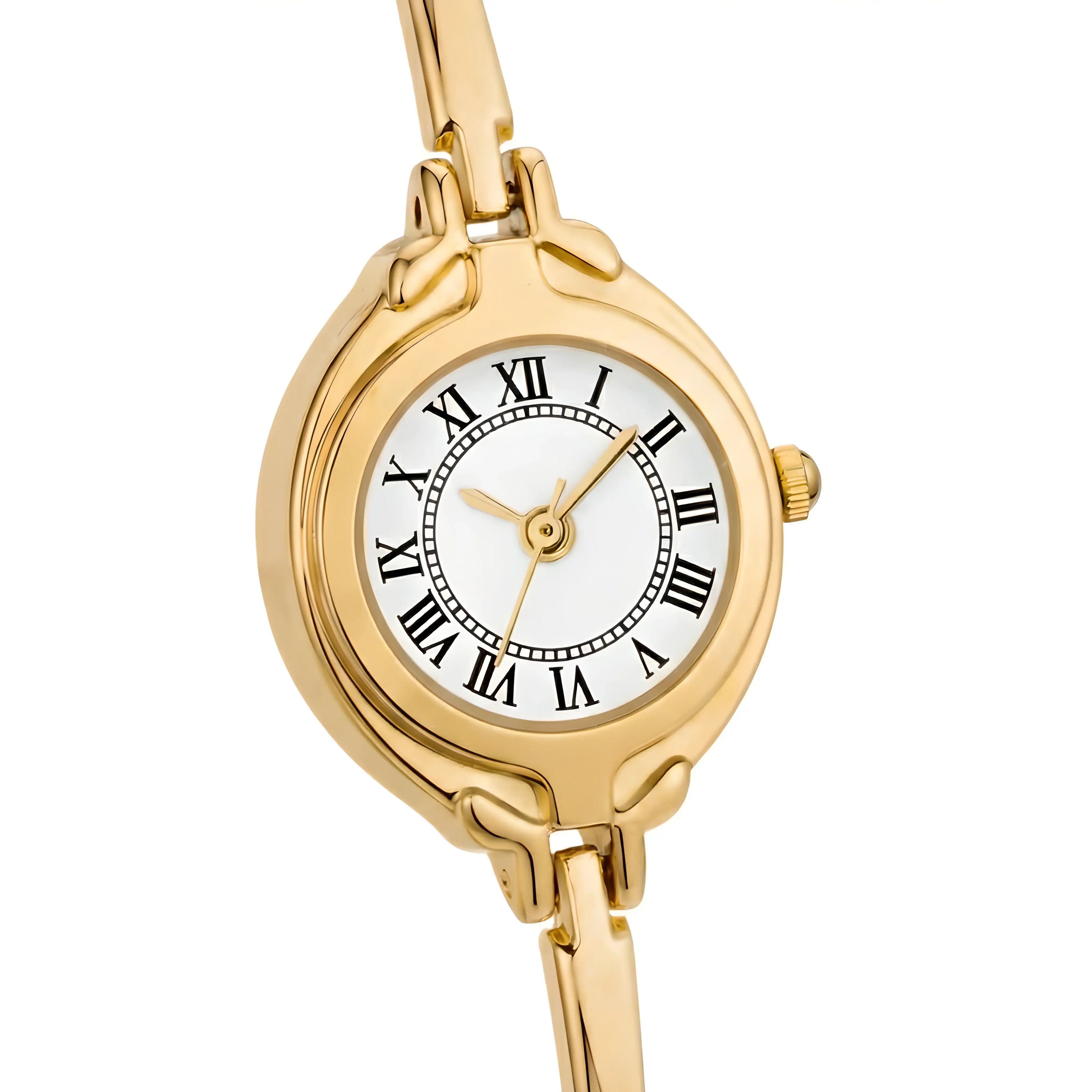 Dettaglio quadrante oro con numeri romani in stile vintage – Orologio Sophie Elarie Milano